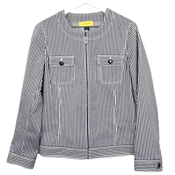 St. John Pinstripe‎ Zip Up Jacket - Picture 1 of 10